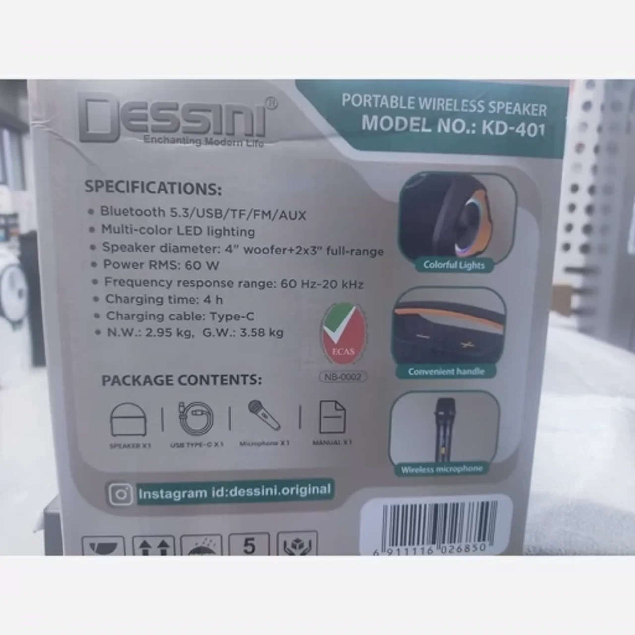 اسپیکر بلوتوثی قابل حمل دسینی مدل KD-401 - اصل  - اقساط