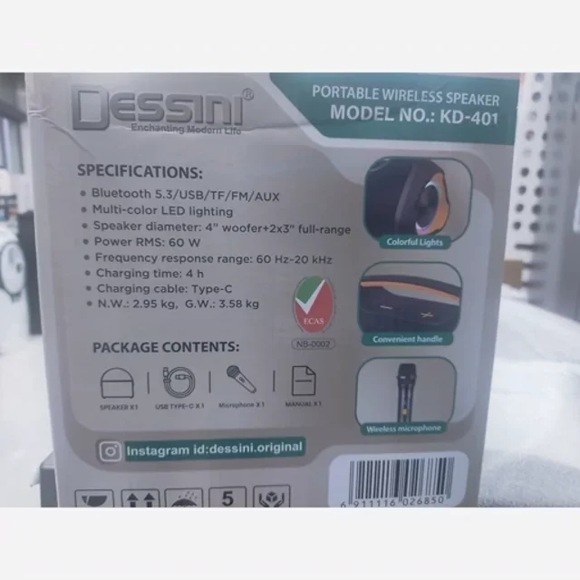 اسپیکر بلوتوثی قابل حمل دسینی مدل KD-401
